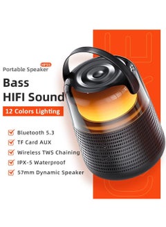 KASTWAVE Outdoor Bluetooth Speakers, Waterproof Subwoofer Wireless Speaker with LED Flame Speaker, Mini Portable Wireless Speaker for Patio, Pool, Party, Gifts for Women Men, Including TF Card Mode  - Image 2