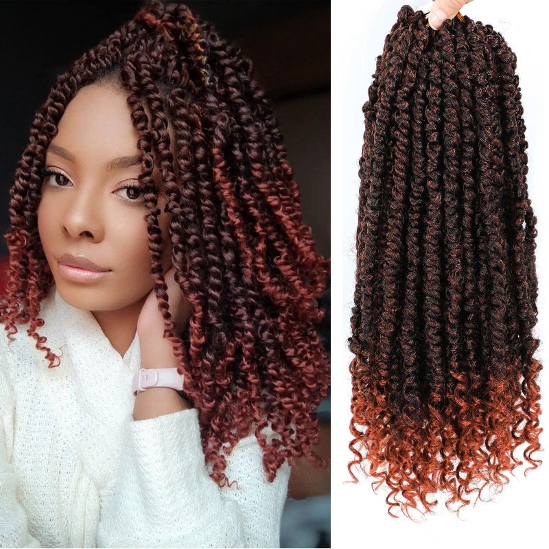 Befunny 350 Passion Twist hair Pretwisted 10 Inch 9 Packs Passion Twist Crochet HairSoft Pre Twisted and Looped Crochet Hair For Women Short Curly Crochet Braids10T1B350 - Image 2
