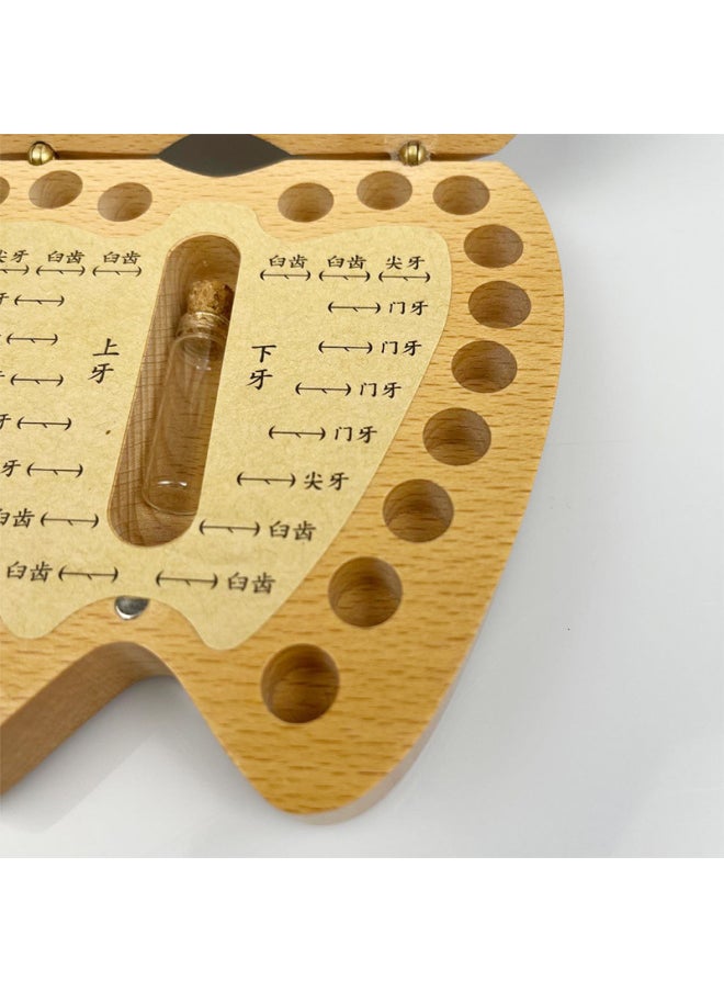 Generic Wooden Milk Teeth Box Collection Commemorative Gift Box Baby Fairy Umbilical Cord Teeth Storage Box Child Teeth Dropout Commemorative Box-Color:Log Color-Specifications:12*12*4CM  - Image 4