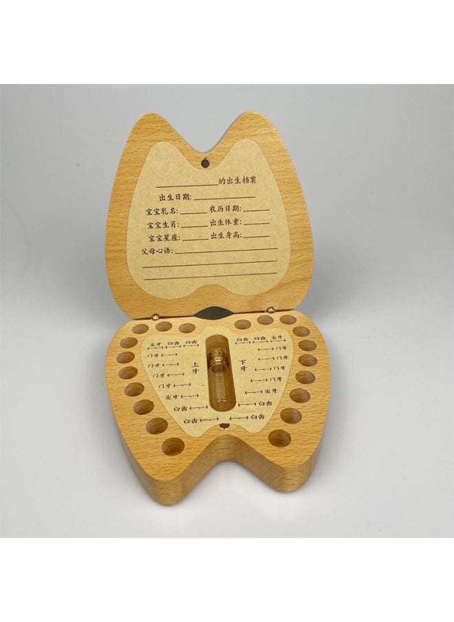 Generic Wooden Milk Teeth Box Collection Commemorative Gift Box Baby Fairy Umbilical Cord Teeth Storage Box Child Teeth Dropout Commemorative Box-Color:Log Color-Specifications:12*12*4CM  - Image 3
