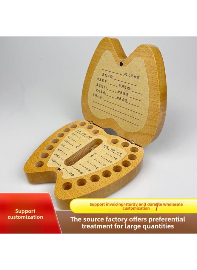 Generic Wooden Milk Teeth Box Collection Commemorative Gift Box Baby Fairy Umbilical Cord Teeth Storage Box Child Teeth Dropout Commemorative Box-Color:Log Color-Specifications:12*12*4CM  - Image 1