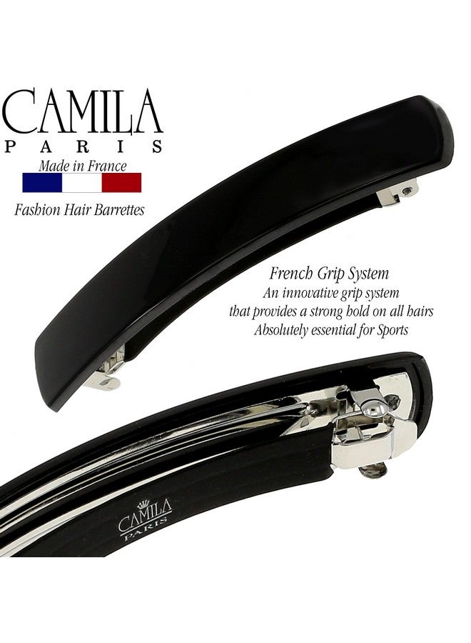 CAMILA Paris Ad819 French Hair Barrette Clip For Girls, Black, Automatic Metal Clasp Strong Hold Grip Hair Clips For Women, No Slip And Durable Styling Girls Hair Accessories, Made In France - Image 2