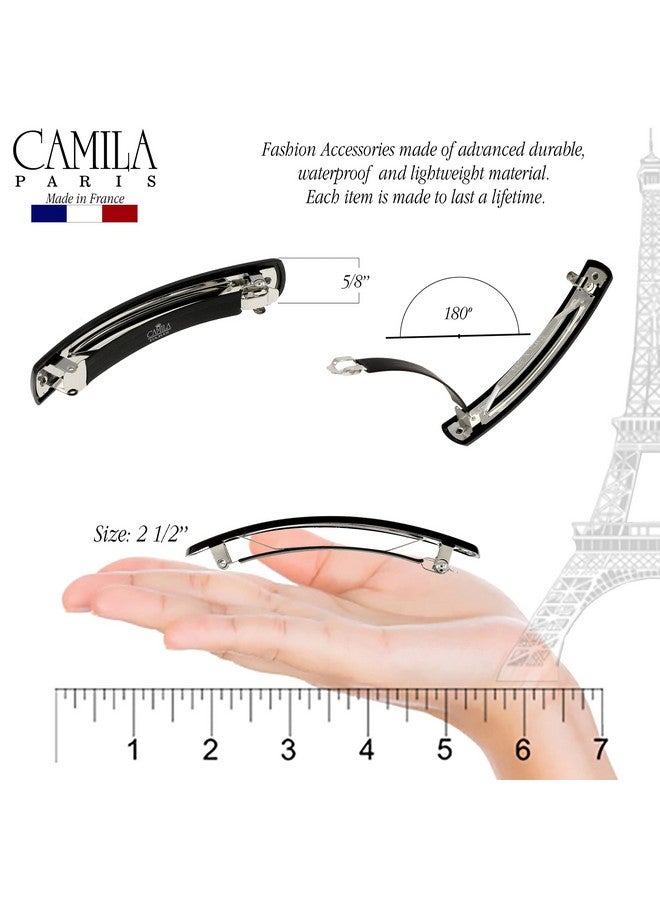CAMILA Paris Ad819 French Hair Barrette Clip For Girls, Black, Automatic Metal Clasp Strong Hold Grip Hair Clips For Women, No Slip And Durable Styling Girls Hair Accessories, Made In France - Image 3
