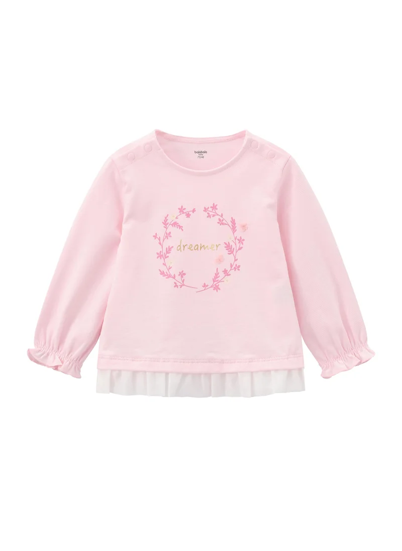Baby Girls Round v-neck long-sleeved T-shirt