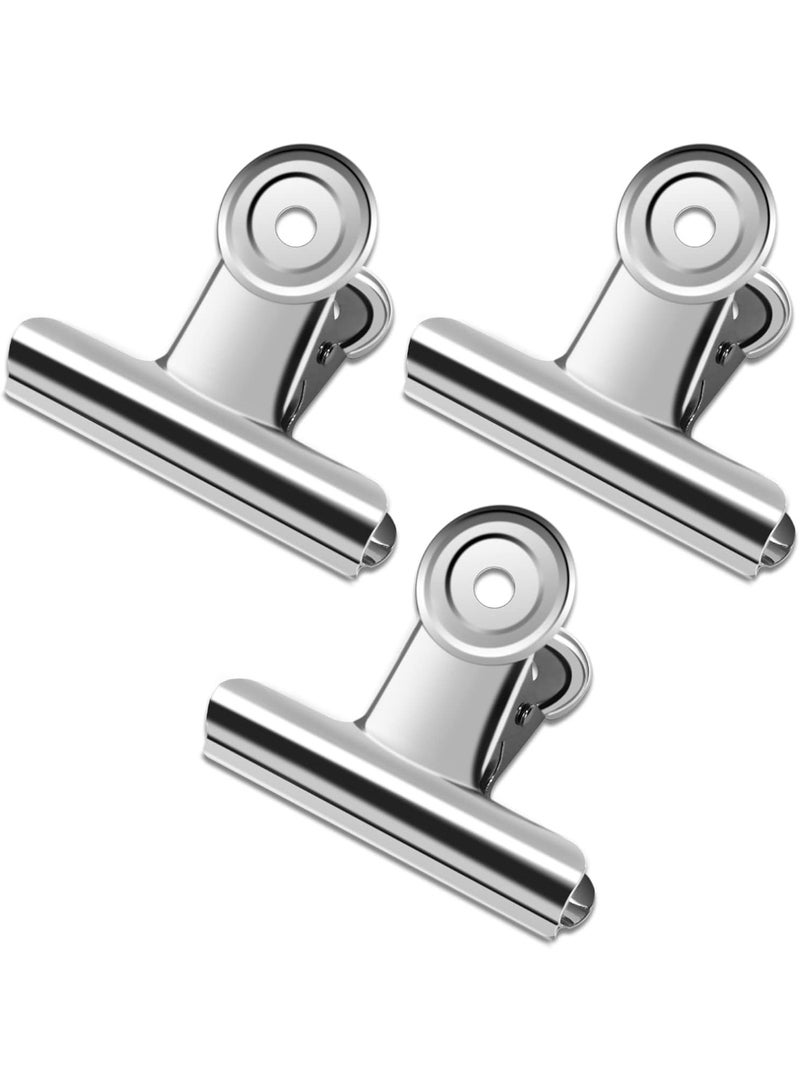10 Pack Silver Metal Hinge Clips -2 Inch Large Bull Binder Paper Clips Clamp for Office Pictures Photos, Kitchen Food Bags (38mm) - Image 1