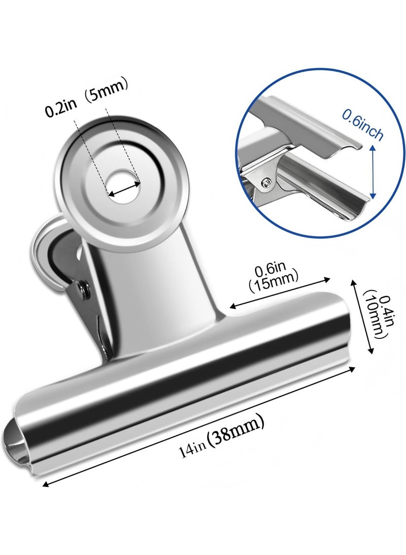 10 Pack Silver Metal Hinge Clips -2 Inch Large Bull Binder Paper Clips Clamp for Office Pictures Photos, Kitchen Food Bags (38mm) - Image 3