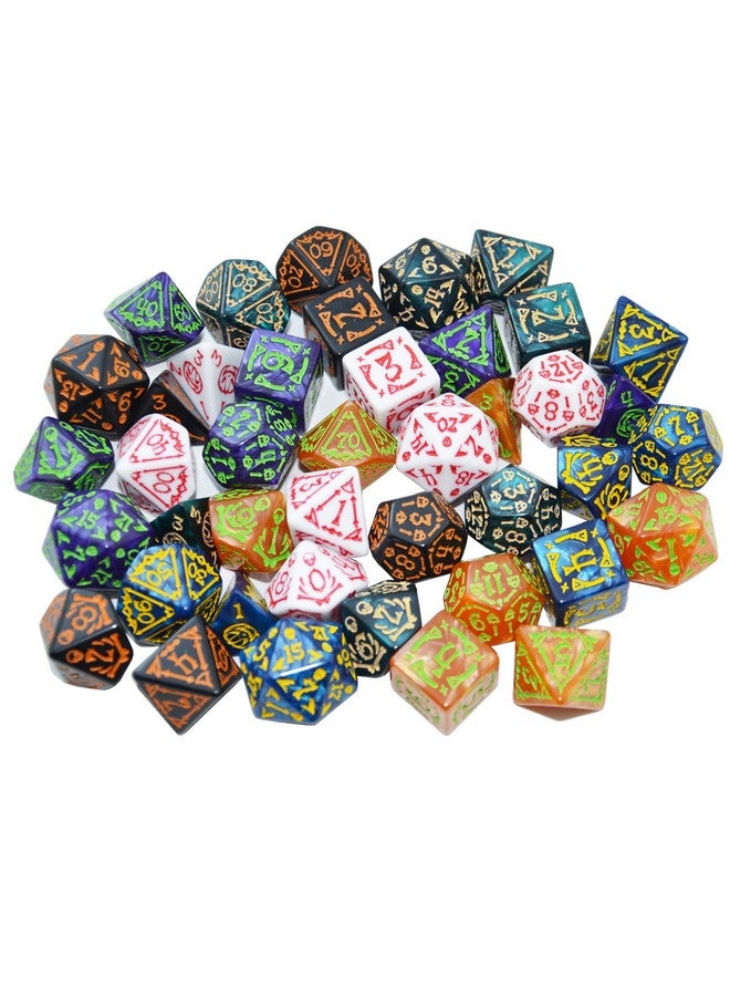 Smartdealspro مجموعة نرد بوليهدرا مزدوجة الألوان من سمارت ديلز برو مع أكياس لألعاب D&D DND RPG MTG زنزانات وتنانين وألعاب الطاولة واللعب D4 D6 D8 D10 D% D12 D20 (مجموعة 6 ألوان ريترو) - Image 5