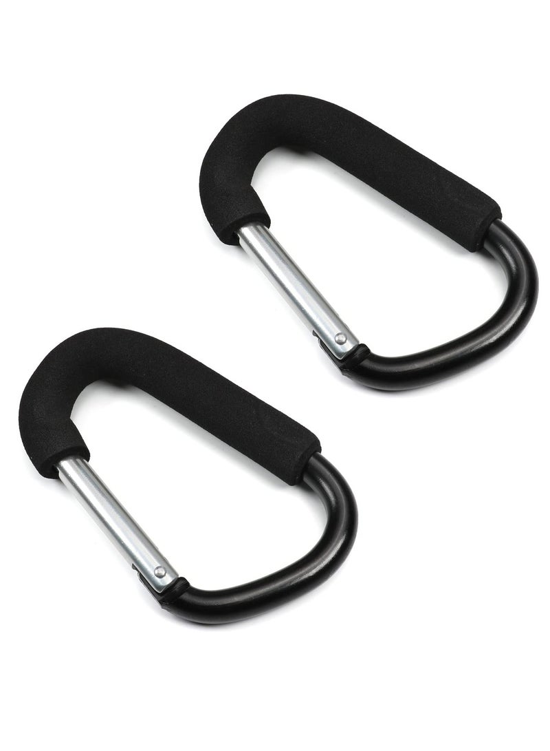 Oasisgalore 2 Pack Stroller Hooks – Large 5.51-inch Organizer Hooks for Mommy, Bag Clips for Pram, Pushchair(Black).  - Image 1