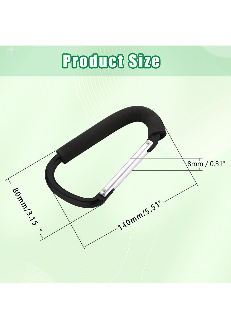 Oasisgalore 2 Pack Stroller Hooks – Large 5.51-inch Organizer Hooks for Mommy, Bag Clips for Pram, Pushchair(Black).  - Image 2