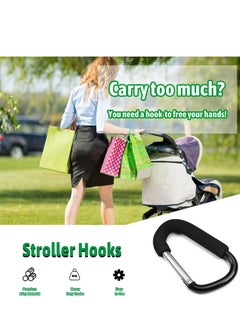 Oasisgalore 2 Pack Stroller Hooks – Large 5.51-inch Organizer Hooks for Mommy, Bag Clips for Pram, Pushchair(Black).  - Image 3