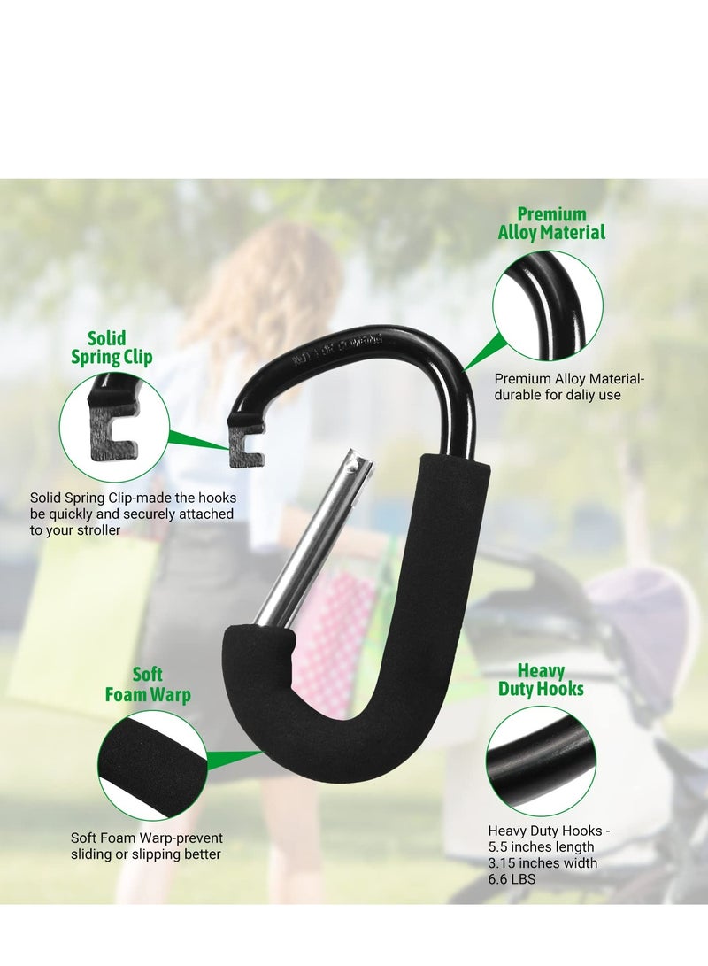 Oasisgalore 2 Pack Stroller Hooks – Large 5.51-inch Organizer Hooks for Mommy, Bag Clips for Pram, Pushchair(Black).  - Image 4