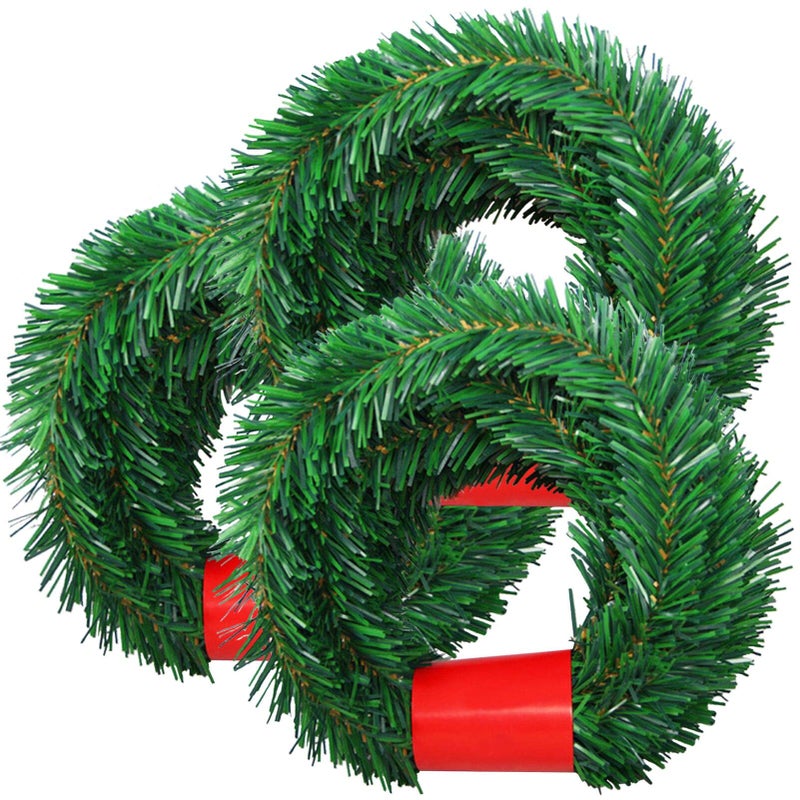 SINGARE 50 Feet Christmas Garland 3 Strands Artificial Pine Garland Soft Greenery Garland Suitable for Christmas Decorations Green NonLit Soft Holiday Decor for Outdoor or Indoor