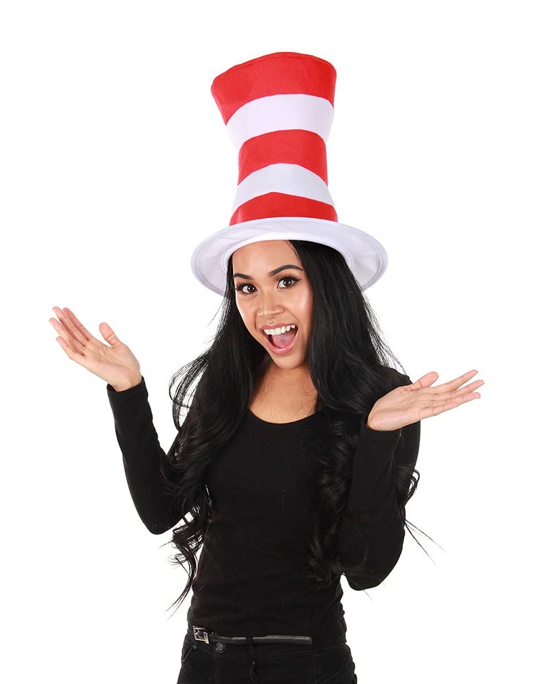 elope Cat in the Hat Costume Hat for Adults - Sturdy Red & White Striped Felt Hat - Image 2