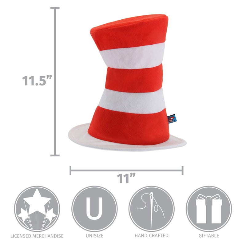 elope Cat in the Hat Costume Hat for Adults - Sturdy Red & White Striped Felt Hat - Image 5