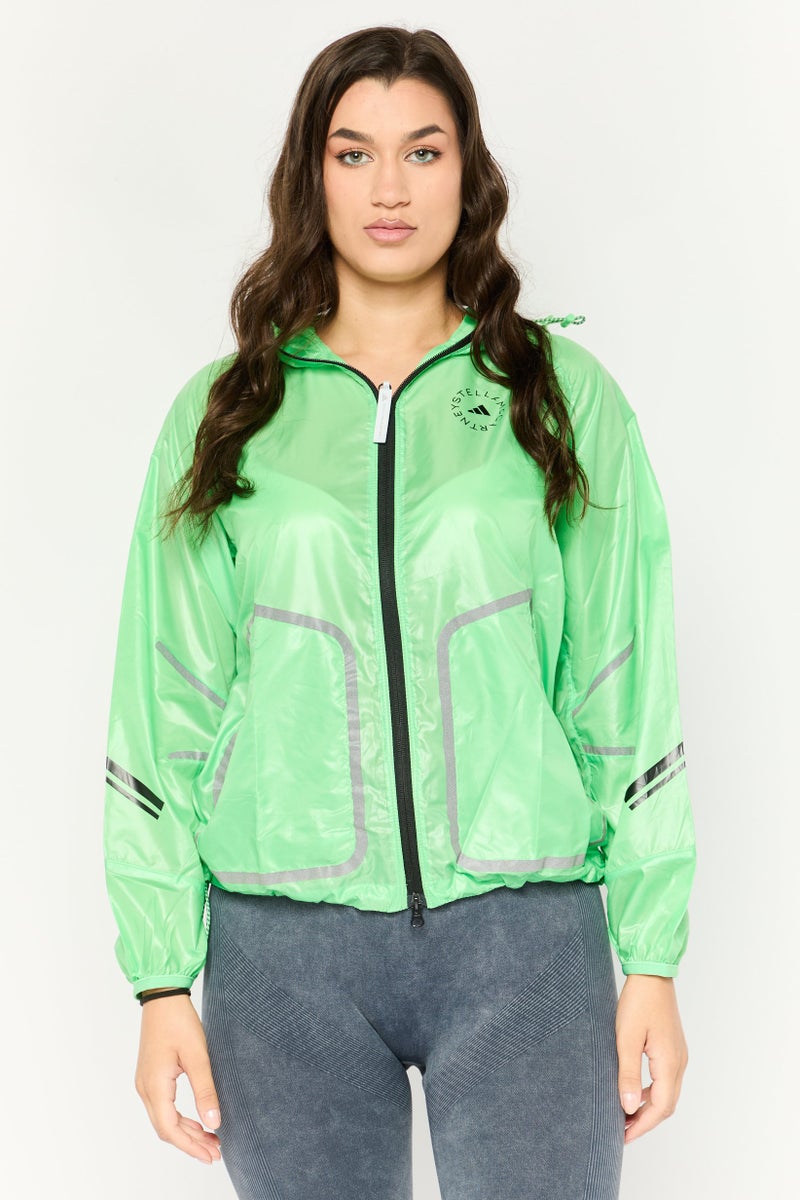 Adidas Adidas by Stella McCartney Women Sportswear Fit Hooded Long Sleeve Training Jackets, Light Green - Image 1