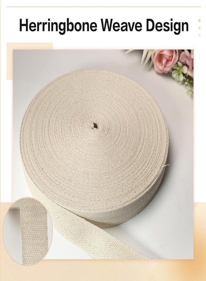 PAMIR TONG 3/4 inch Natural White Herringbone Twill Tape for Sewing,Tags, Ties,Gift Wrapping Home Deco -40 YardsCotton Webbing Straps-Bias Binding Tape for Handles,Hoodie, DIY Crafts&Projects - Image 2