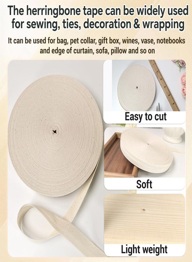 PAMIR TONG 3/4 inch Natural White Herringbone Twill Tape for Sewing,Tags, Ties,Gift Wrapping Home Deco -40 YardsCotton Webbing Straps-Bias Binding Tape for Handles,Hoodie, DIY Crafts&Projects - Image 4