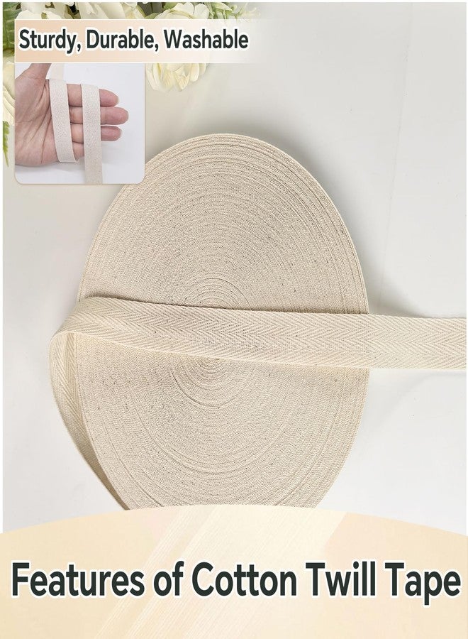 PAMIR TONG 3/4 inch Natural White Herringbone Twill Tape for Sewing,Tags, Ties,Gift Wrapping Home Deco -40 YardsCotton Webbing Straps-Bias Binding Tape for Handles,Hoodie, DIY Crafts&Projects - Image 3