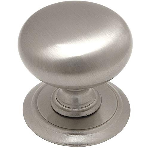 Cosmas 10 Pack 6542SN Satin Nickel Round Cabinet Hardware Knob with Backplate - 1-1/4 Diameter - Image 1