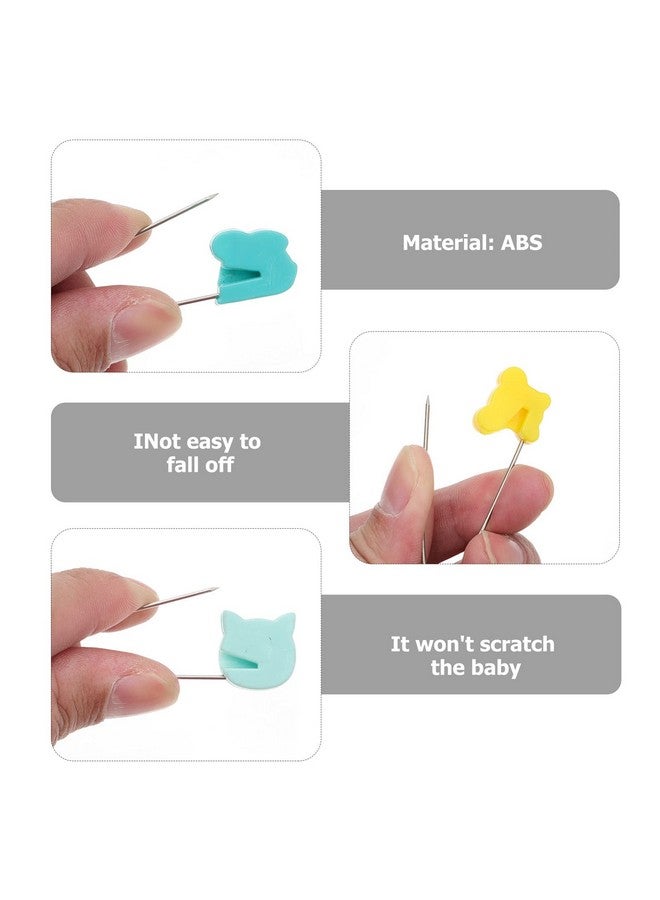 Toddmomy 10Pcs Animal Safety Pins Stainless Steel Diaper Pins With Plastic Head Newborn Locking Pins Safety Pin With Lock Buckle For Kids Infant Baby Shower Party Favor (Random Color) - Image 4