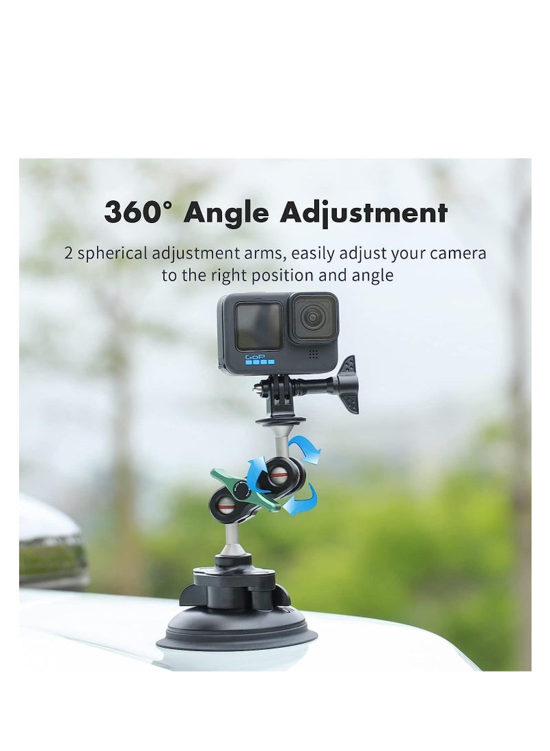 S1 Powerful Car Suction Cup Mount Holder, for Gopro Hero 11/10/9/8 Black DJI OSMO Action 3, 2 Camera Insta360 ONE RS, R, X3, X2 Accessories Aluminum Alloy Metal Cell Phone Holder - Image 3