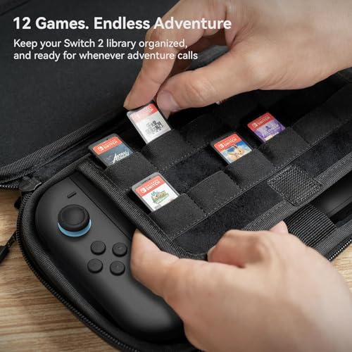 GeekShare G.S.TAC Tactical Slim Carrying Case Compatible with Switch 2 (2025), Hard Storage Bag with 12 Game Card Slots, Portable Travel Case for Switch 2 Console and Accessories, Black - Image 4