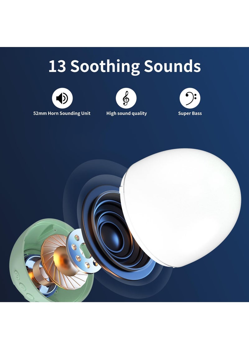 Wireless Baby White Noise Machine with 5 Color Night Light, Portable Sound Machine, 13 Soothing Sounds and Music, Adjustable Volume, Memory Function, Ideal for Kids, Home, Travel