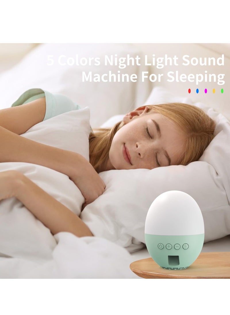 Wireless Baby White Noise Machine with 5 Color Night Light, Portable Sound Machine, 13 Soothing Sounds and Music, Adjustable Volume, Memory Function, Ideal for Kids, Home, Travel