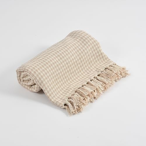 SASHAA WORLD Beige Extra Fine Plaid Sofa Throw | Soft & Cozy | Throw for Chair, Living Room, Bedroom, Sofa | Natural & Beige -130X160 Cm - Image 3