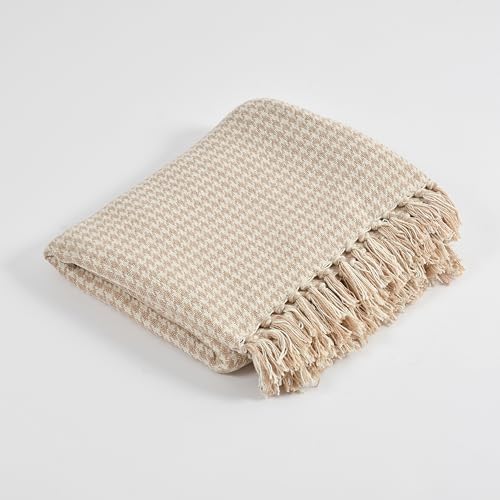 SASHAA WORLD Beige Extra Fine Plaid Sofa Throw | Soft & Cozy | Throw for Chair, Living Room, Bedroom, Sofa | Natural & Beige -130X160 Cm - Image 2