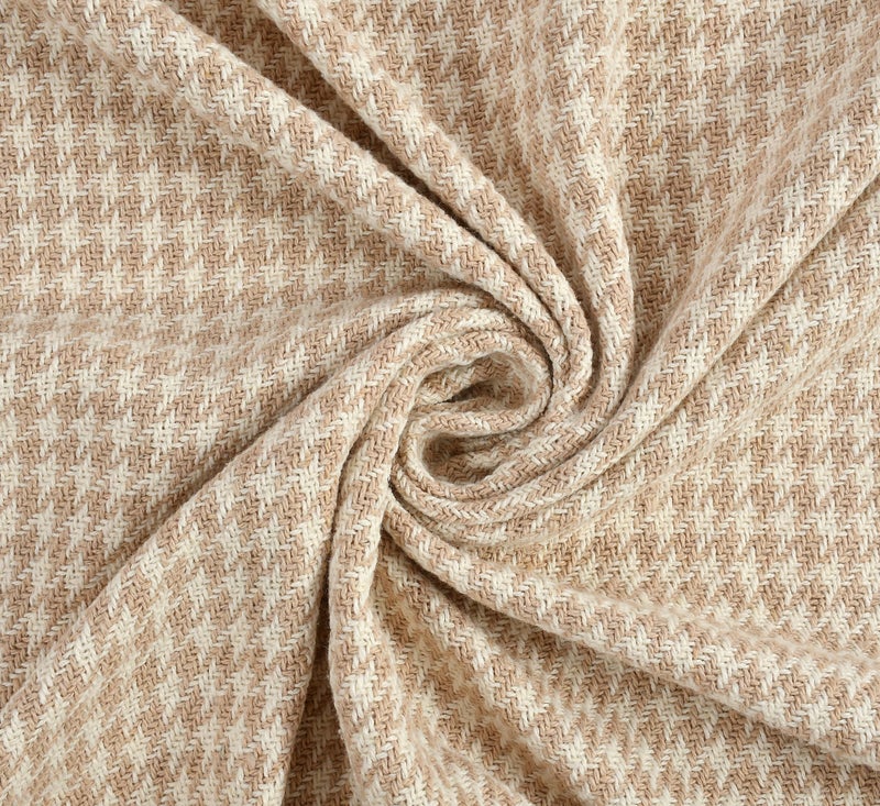 SASHAA WORLD Beige Extra Fine Plaid Sofa Throw | Soft & Cozy | Throw for Chair, Living Room, Bedroom, Sofa | Natural & Beige -130X160 Cm - Image 5