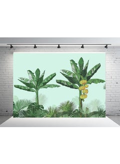 DHARA CREATION Dhara Creation Green Banana Tree 5FT7FT Backdrop Cloth for Pooja Decoration WeddingSatyanarayan Pooja Traditional Background Curtain Cloth for Festival Washable Fabric  - Image 1
