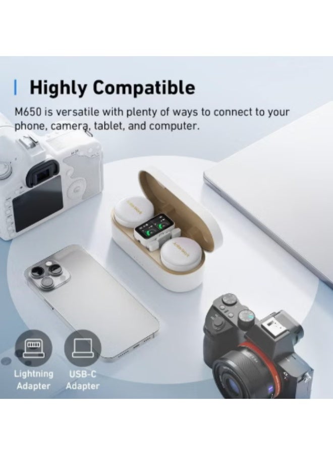 ميكروفون لاسلكي AnkerWork M650، مزود بخاصية إلغاء الضوضاء الاحترافية، مدى إرسال يصل إلى 200 متر، بطارية تدوم 15 ساعة، أغطية مغناطيسية ملونة قابلة للتبديل، التقاط صوت ثنائي القناة عالي الجودة، ميكروفون لاسلكي مثالي لمدونات الفيديو - Image 5
