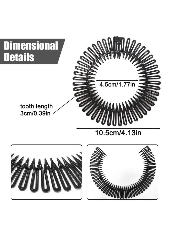 AEGYPIUS 6 Pcs Flexible Plastic Circle Hair Combs With Teeth For Women (Black)  - Image 1