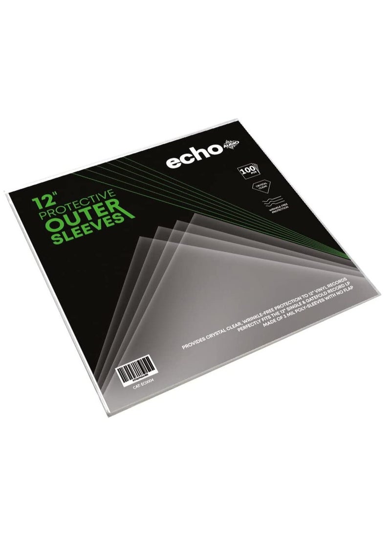 echo AUDIO Echo Audio 12 Inch Vinyl Record Outer Sleeves Pack of 100 3 Millimeters Thickness 12.75 x 12.75 inches Ideal Protection for Your LP Album Collection and Vinyl Record Covers  - Image 1
