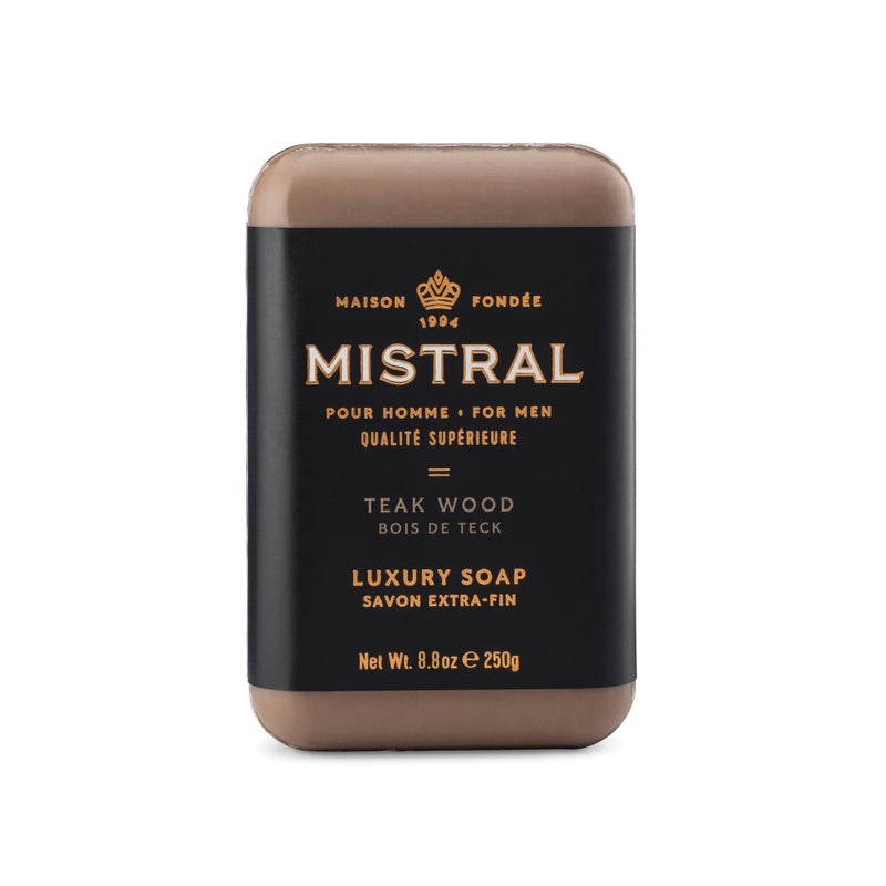 Mistral Teak Wood Luxury Bar Soap for Men | Menâ€™s Natural Soap Bar | Paraben, Phthalates Free | Moisturizing & Triple-Milled Natural Soap for Men - Made in France | Large, 8.8 oz - Image 2