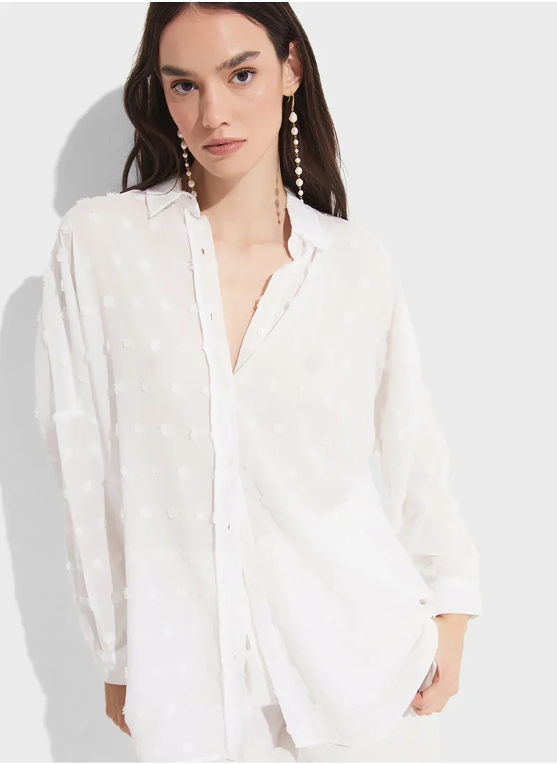 JUNE Textured Button Down Shirt