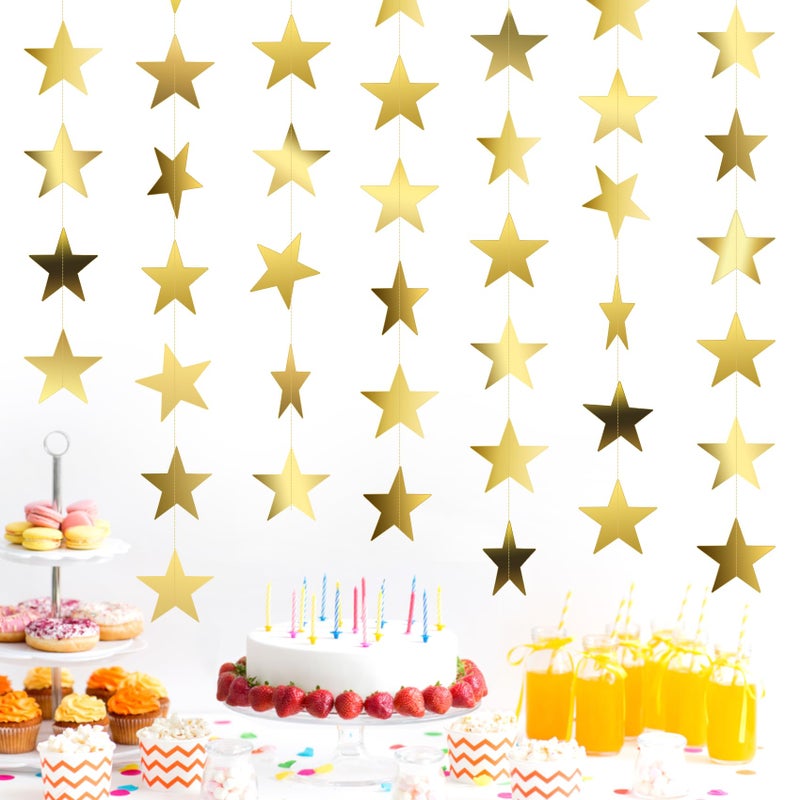 ChicQuench Star Garland, Glitter Gold Star Garland Banner, 66Feet Double Side Star Hanging Bunting Banner Backdrop Little Star Paper Hanging Decor for Valentines Day Graduation Birthday Wedding Party Decorations - Image 1