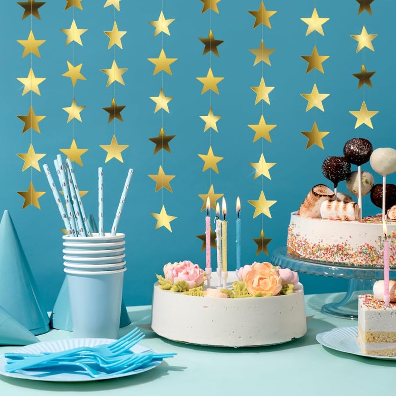 ChicQuench Star Garland, Glitter Gold Star Garland Banner, 66Feet Double Side Star Hanging Bunting Banner Backdrop Little Star Paper Hanging Decor for Valentines Day Graduation Birthday Wedding Party Decorations - Image 5