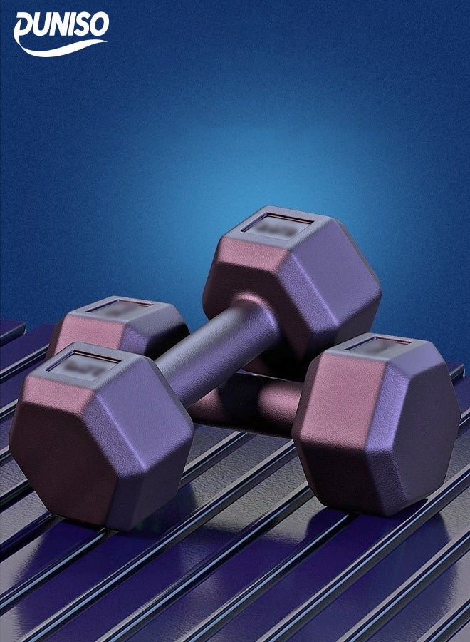 DUNISO 2pcs Rubber Wrapped Cast Iron Hexagon Dumbbells, 4kg*2, Handheld Strength Training, High Quality Strength Training Equipment, Full Body Workout, Suitable for Fitness, Home Use, Black - Image 1