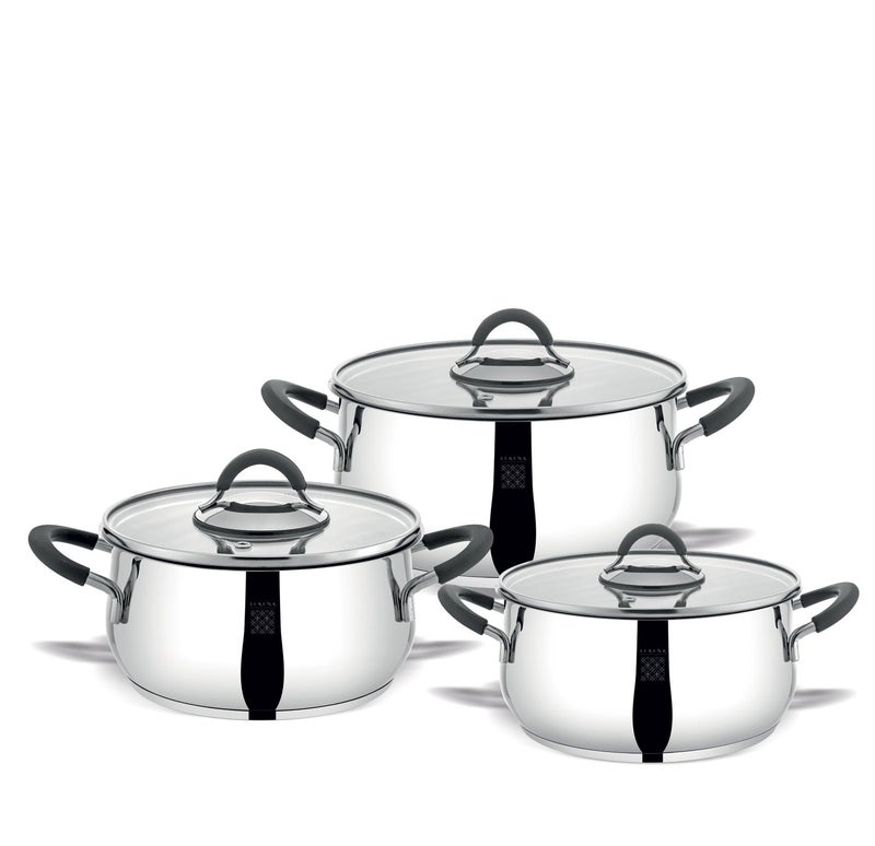 Serenk 6pcs Stainless Steel Cookware Set, Stackable Steel Pots and Pans with Glass Lids, Space-Saving Design, Non-Stick, Induction Cooktop Compatible, Made in Turkey - Modernist Series - Image 2