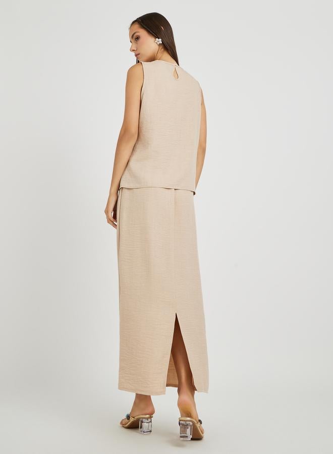 Take Two Take Two Embroidered Detail Round Neck Tank Top and Skirt Co-Ords  - Image 5