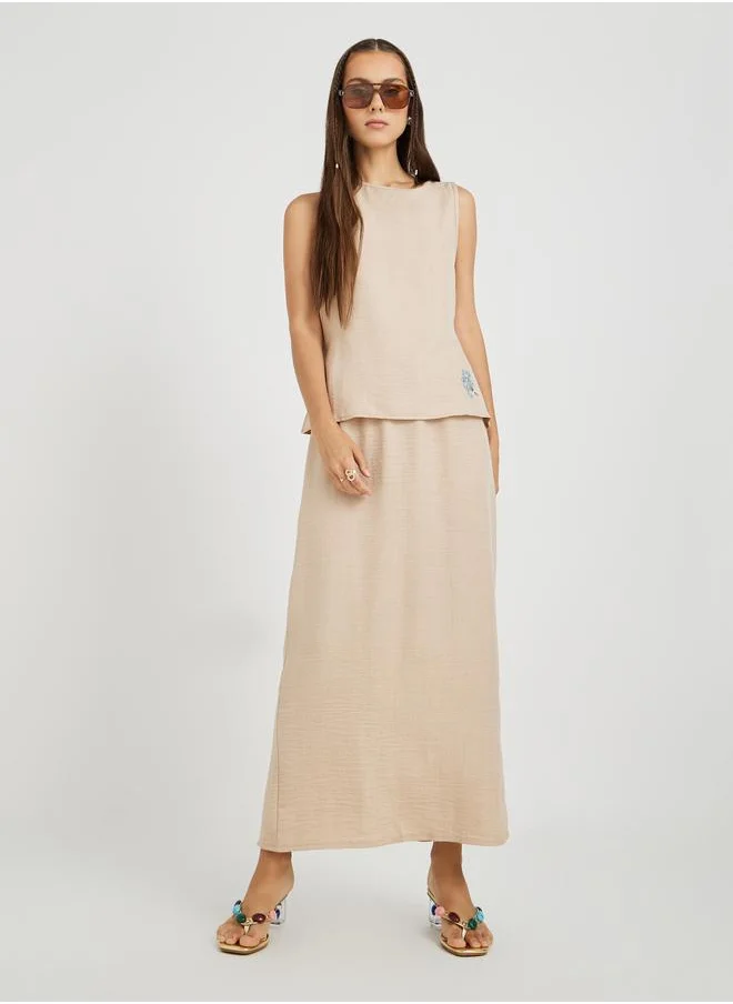 Take Two Take Two Embroidered Detail Round Neck Tank Top and Skirt Co-Ords