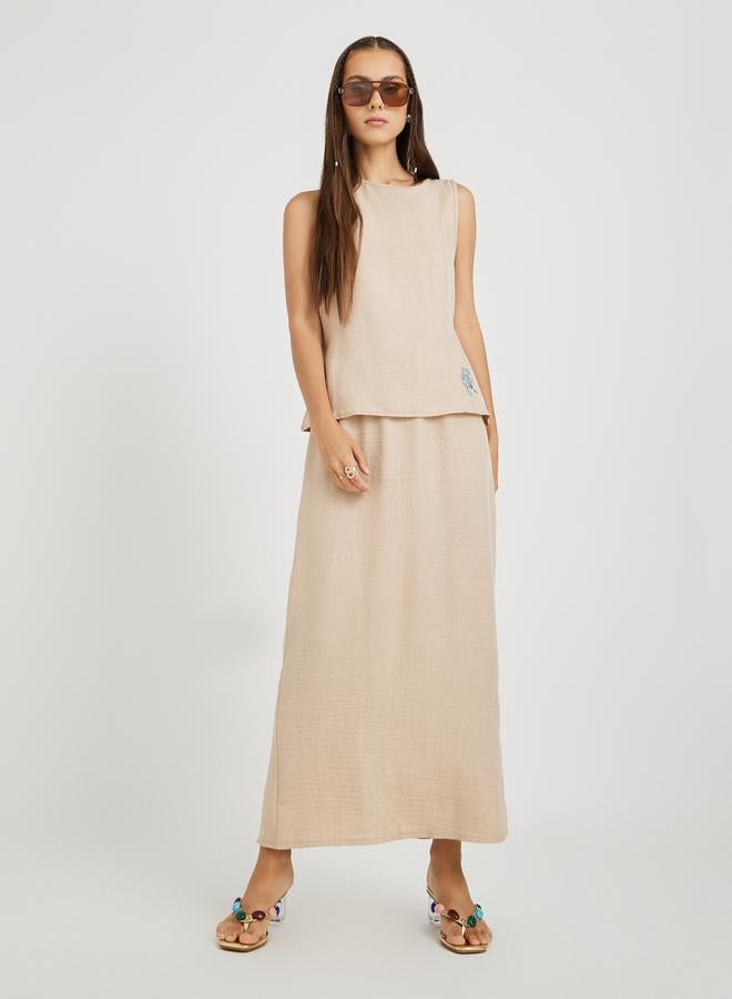 Take Two Take Two Embroidered Detail Round Neck Tank Top and Skirt Co-Ords  - Image 1