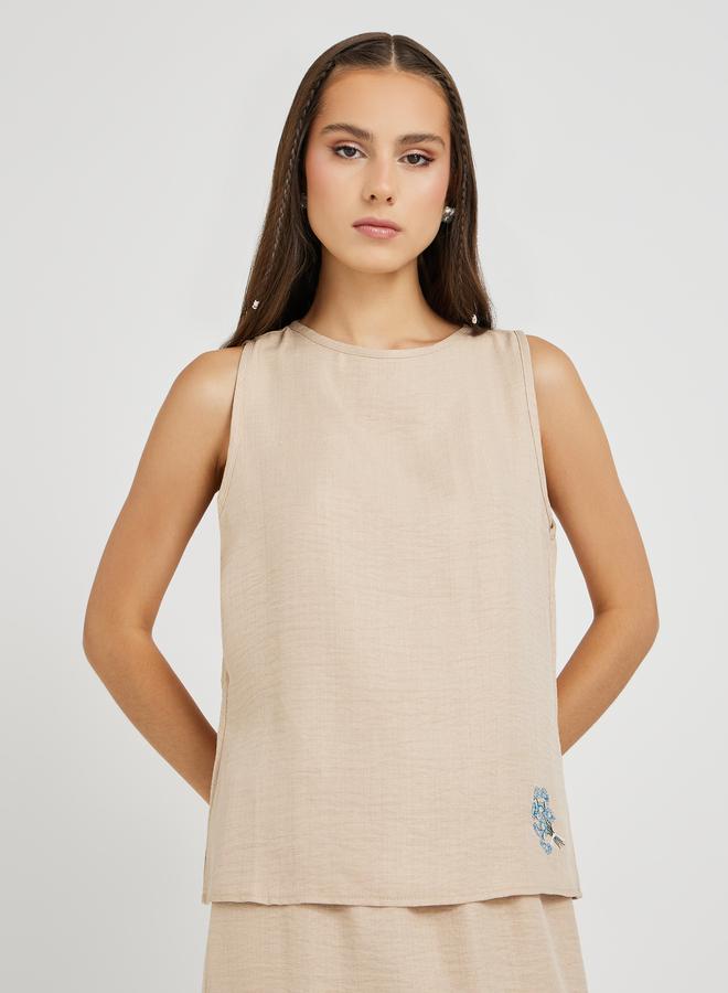 Take Two Take Two Embroidered Detail Round Neck Tank Top and Skirt Co-Ords  - Image 2