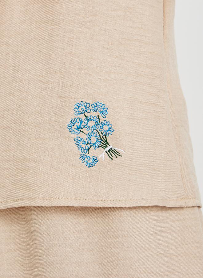 Take Two Take Two Embroidered Detail Round Neck Tank Top and Skirt Co-Ords  - Image 3