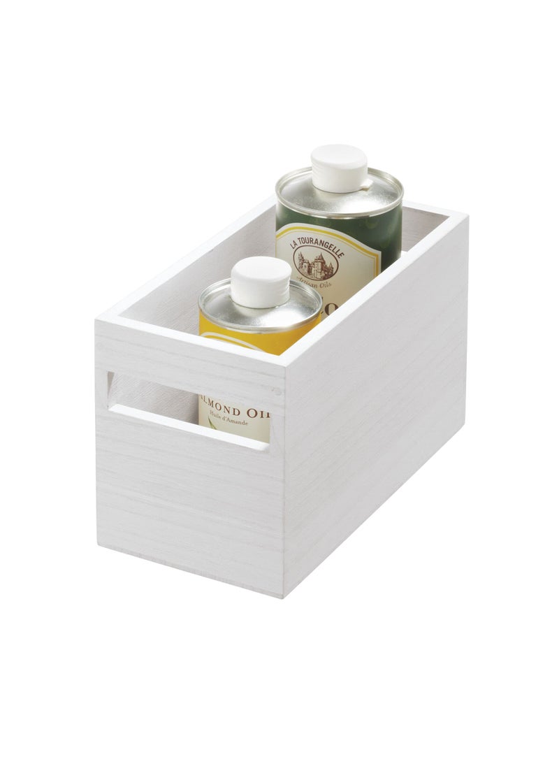 InterDesign iDesign Renewable Paulownia Wood Collection Storage Bin with Handles 10 x 5 x 6 White Wash 
