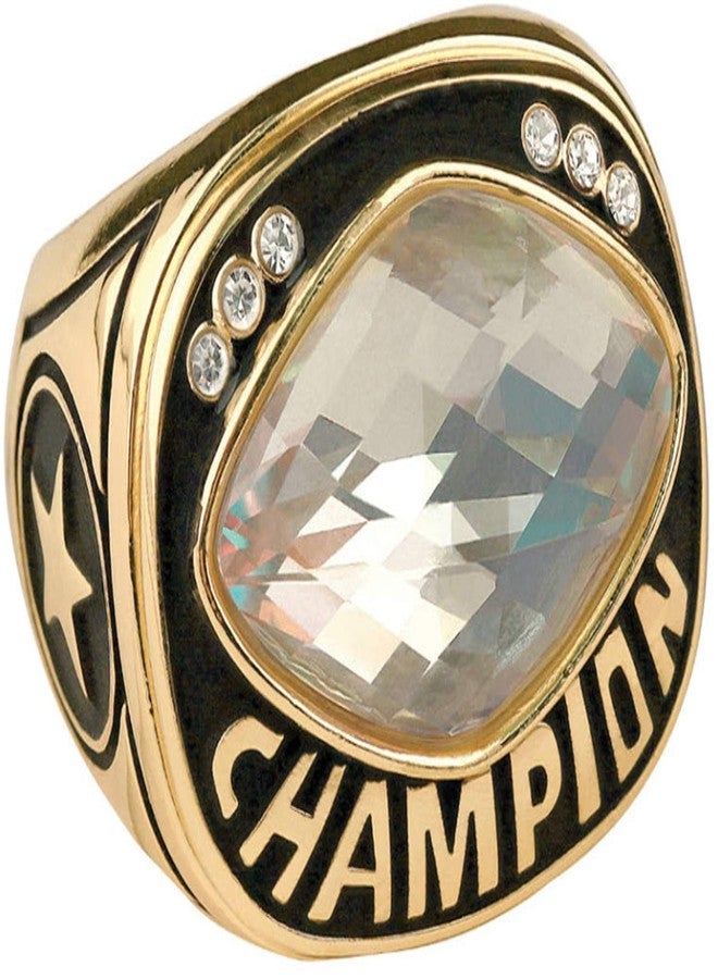 Express Medals Champion Clear White MVP All Star Trophy Ring in Sizes 6 to 15 with Award Display Stand Case and Neck Display Ball Style Chain 9 - Image 1
