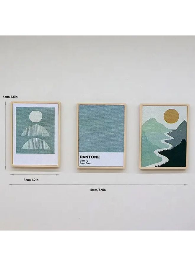 Geometric Fantasy Miniature Dollhouse Wall Art With Door Windows Balcony 3pcs - Image 1