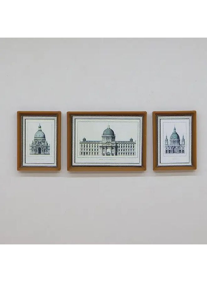 Geometric Fantasy Miniature Dollhouse Wall Art With Door Windows Balcony 3pcs - Image 5